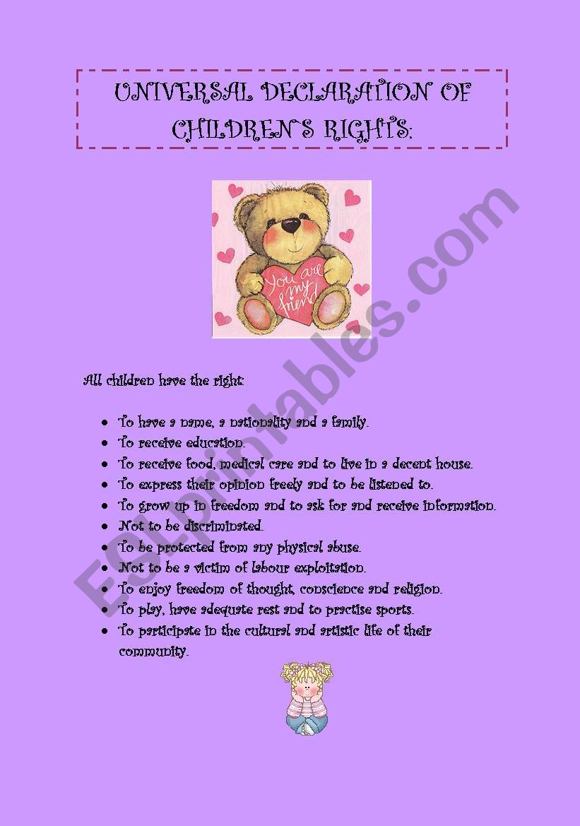 UNIVERSAL DECLARATION OF CHILDREN`S RIGHTS